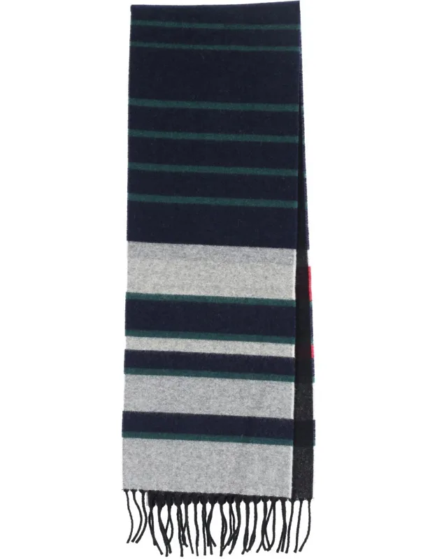 Merino Wool And Cashmere Scarf, Striped Pattern, Fringes