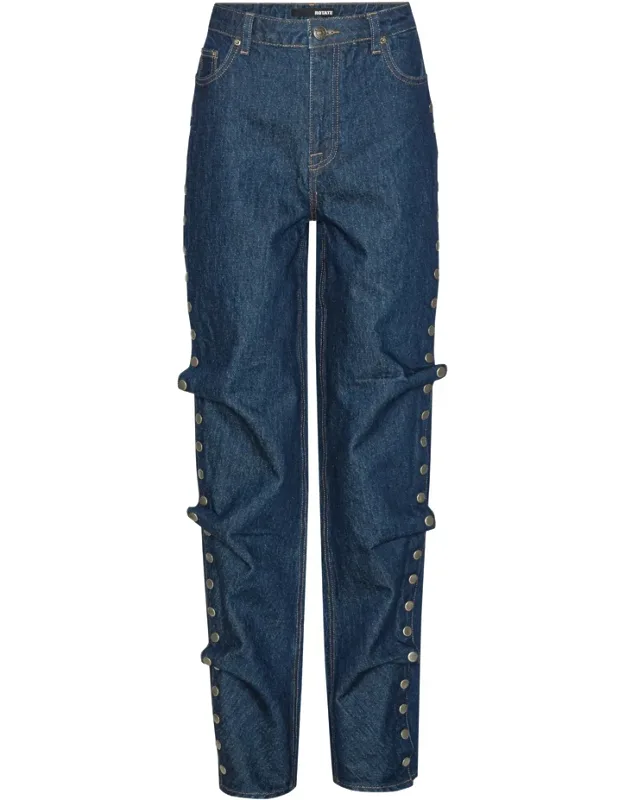 Buttoned Wide Leg Jeans