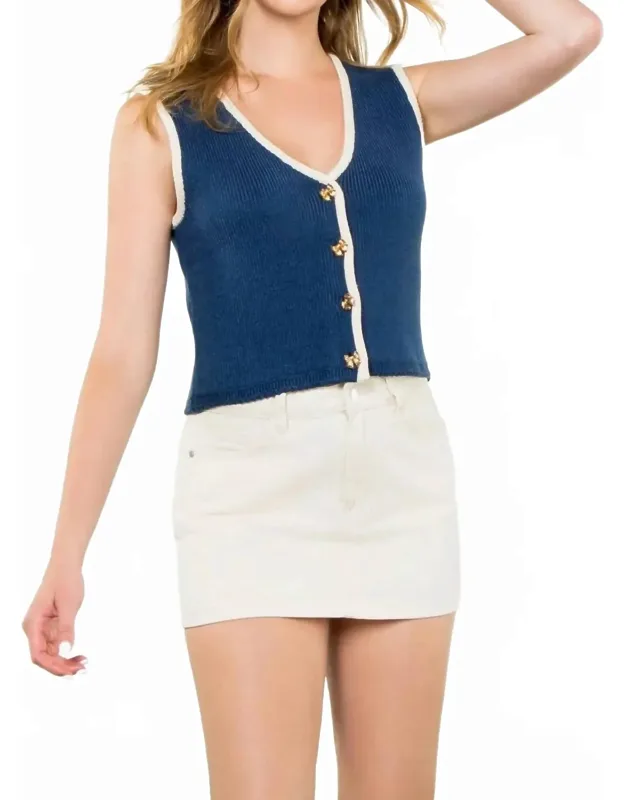 Bow Button Sweater Vest