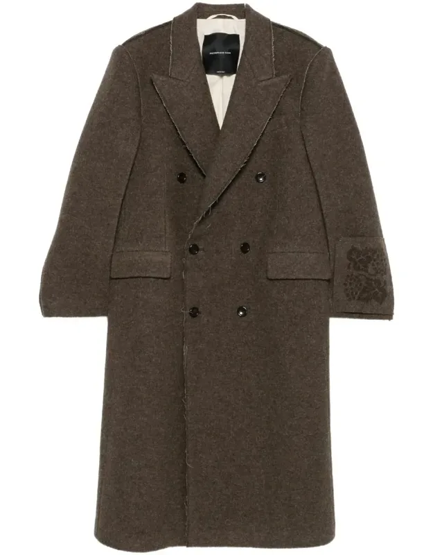 Double Breasted Raw Cut Long Coat