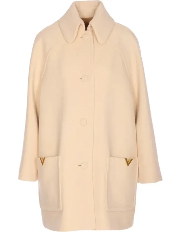Coat With Frontal Buttons Closure And Long Sleeves