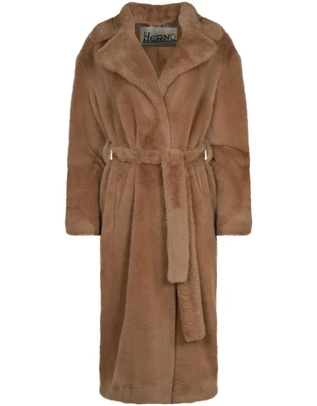Herno Coat Faux Fur Notched Collar