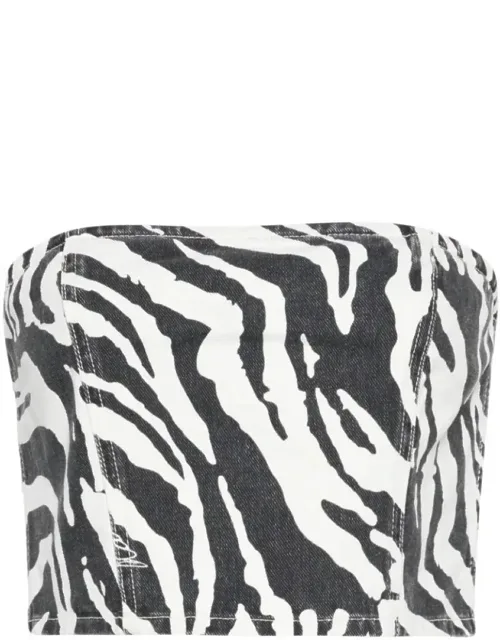 Zebra Printed Denim Top