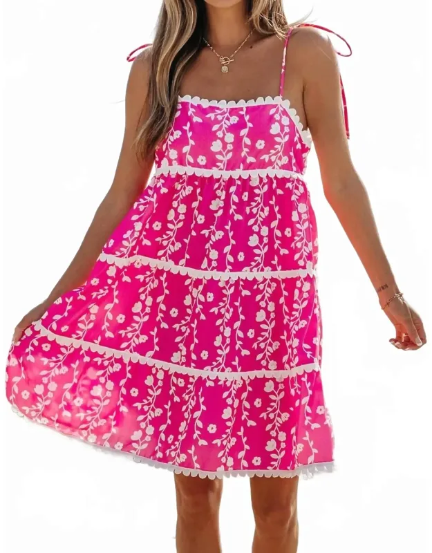 Floral Print Trim Dress