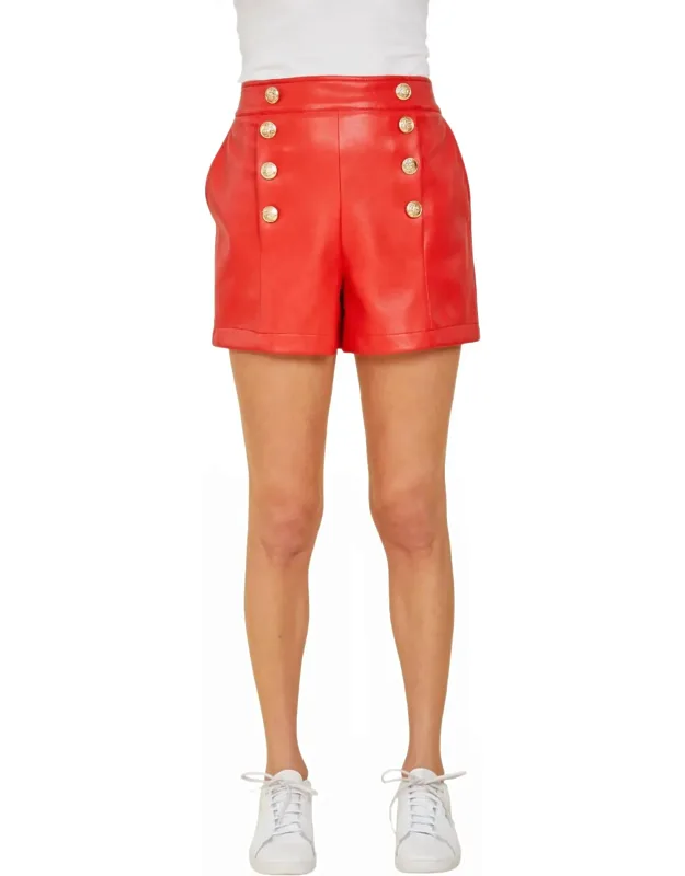 Vegan Leather Shorts With Buttons