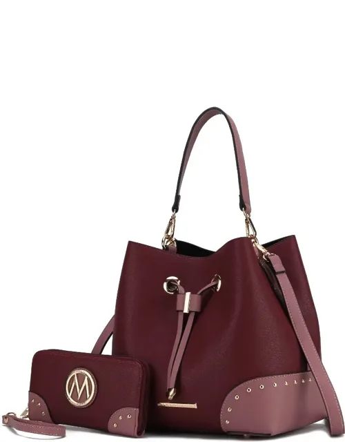 Candice Color Block Bucket Bag With Matching Wallet
