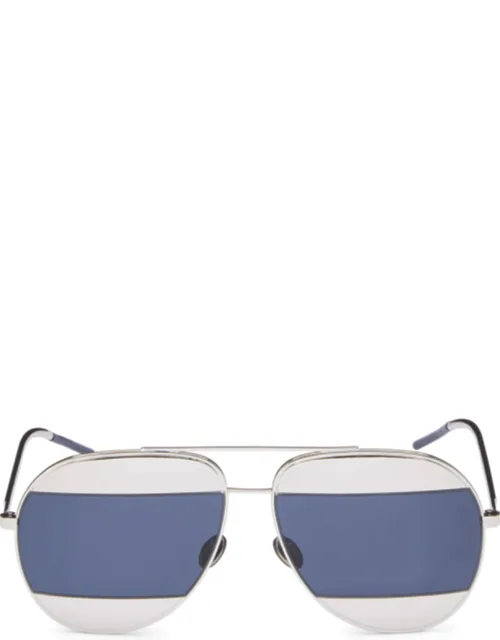 Silver Metal Split 1 Sunglasses