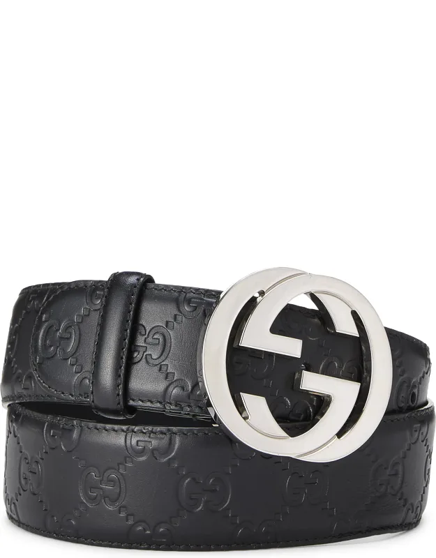 Leather Interlocking Gg Belt 85
