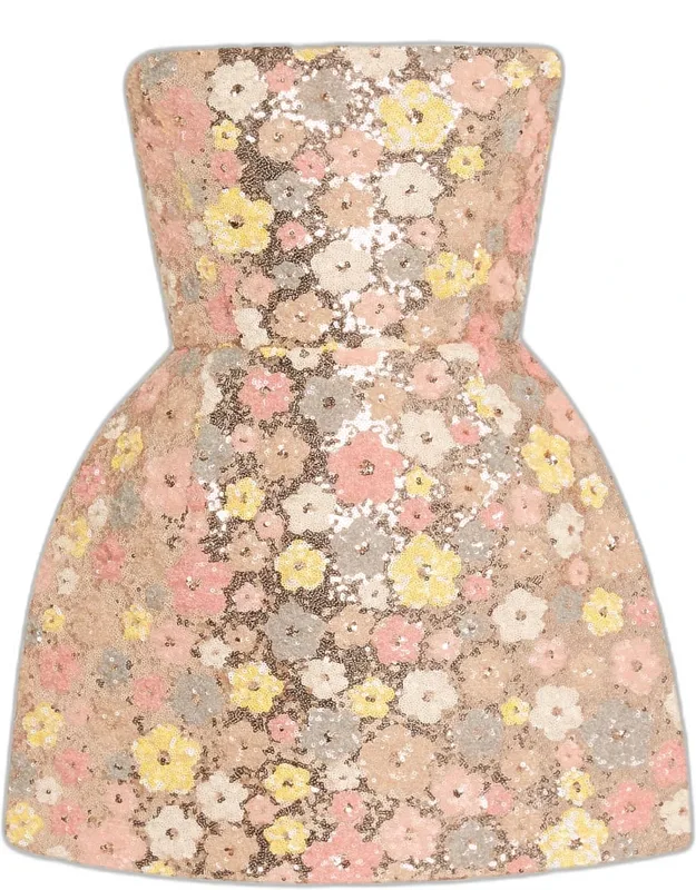 Floral Sequin Fit & Flare Mini Dress