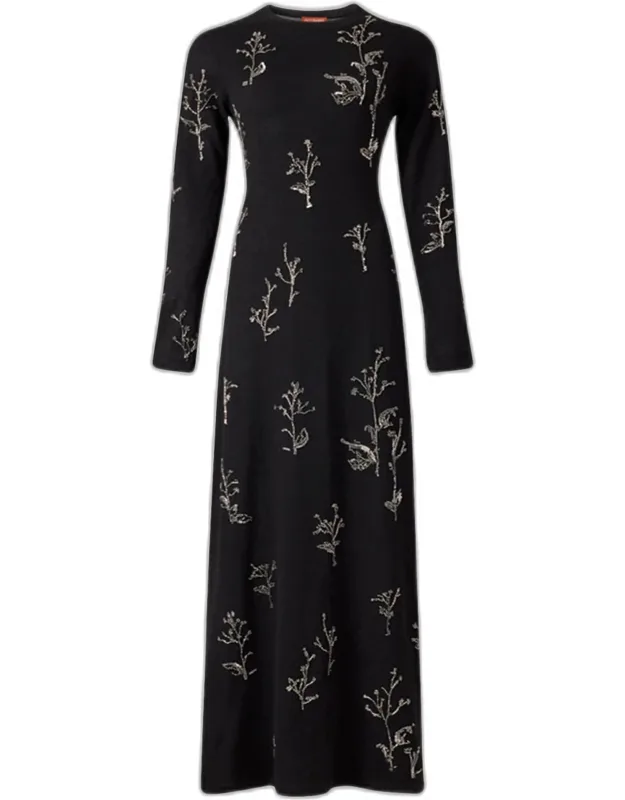 Beaded Long-sleeve Dress