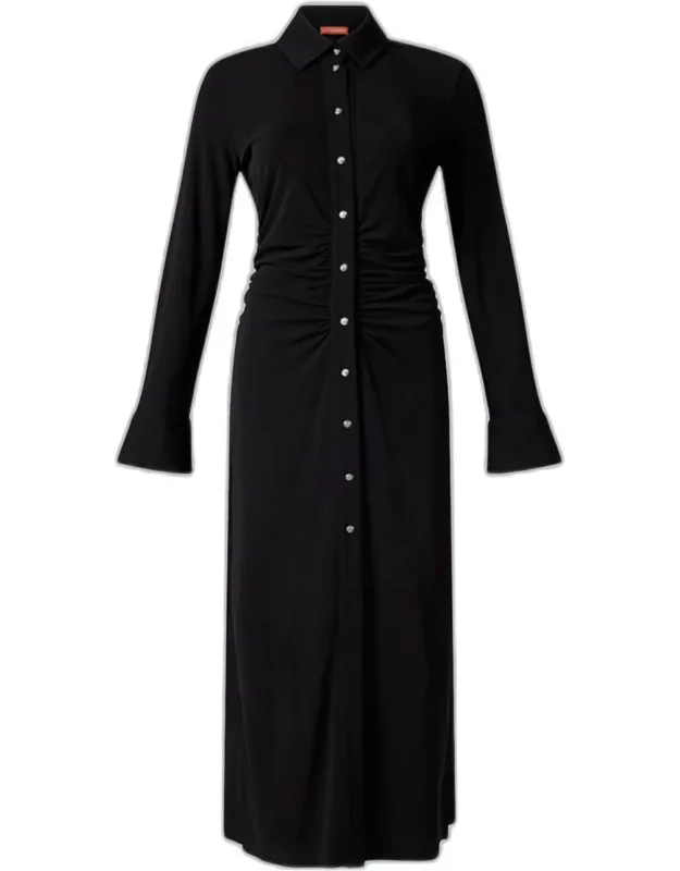 Ruched Long-sleeve Shirtdress