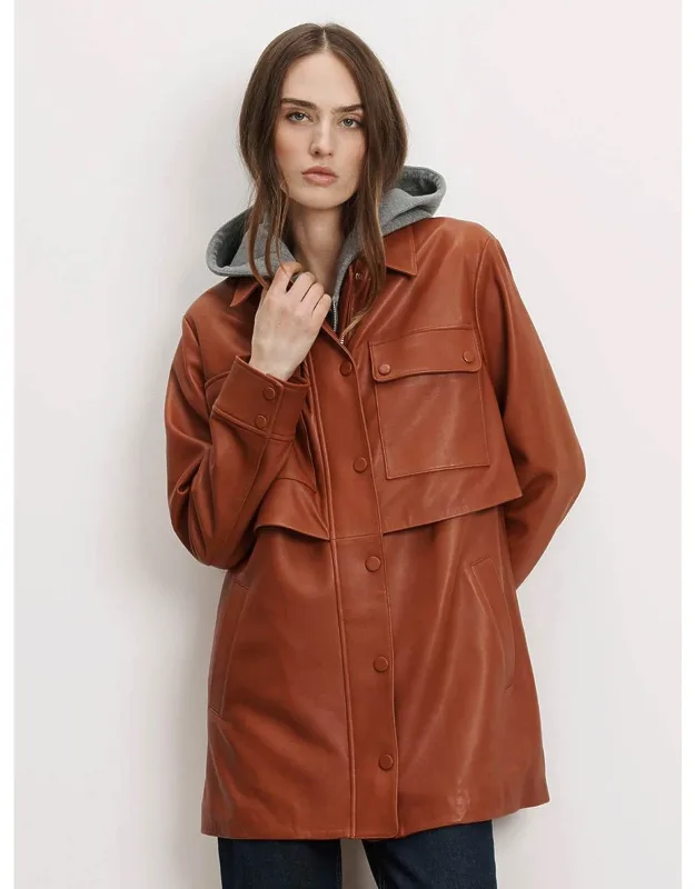 Liora Leather Utility Dickey Coat