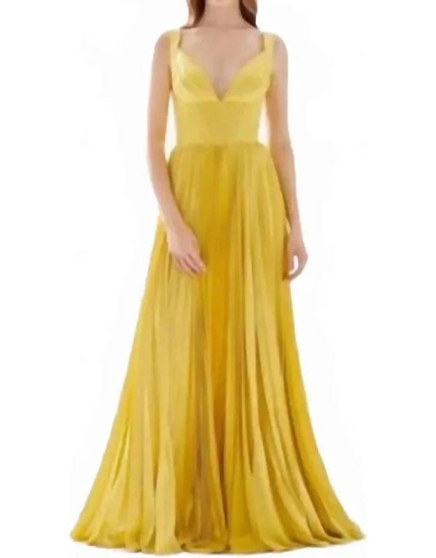 Pleated Gown With Corset Top