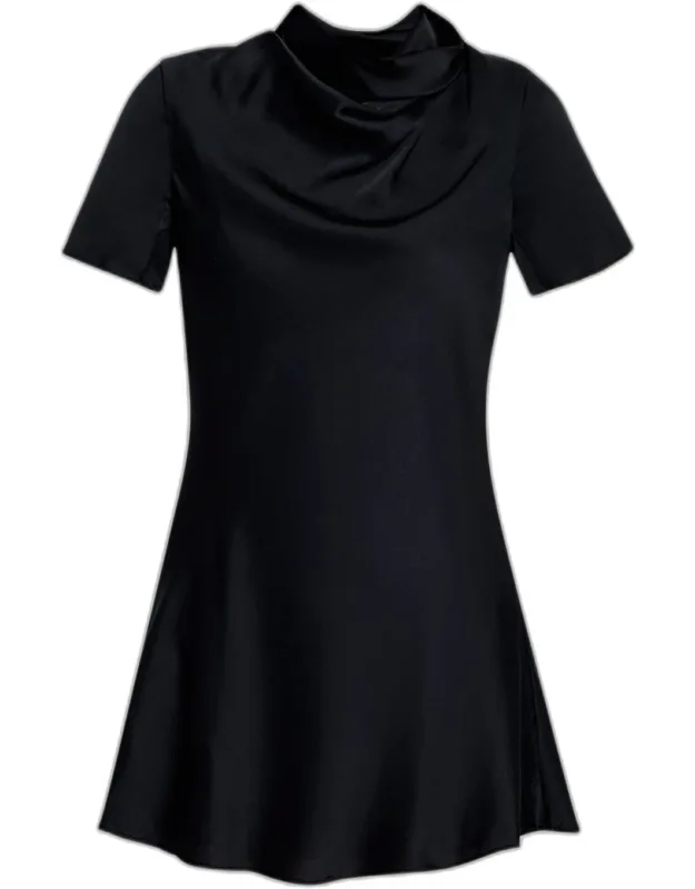 Silk Cowl-neck Mini Dress