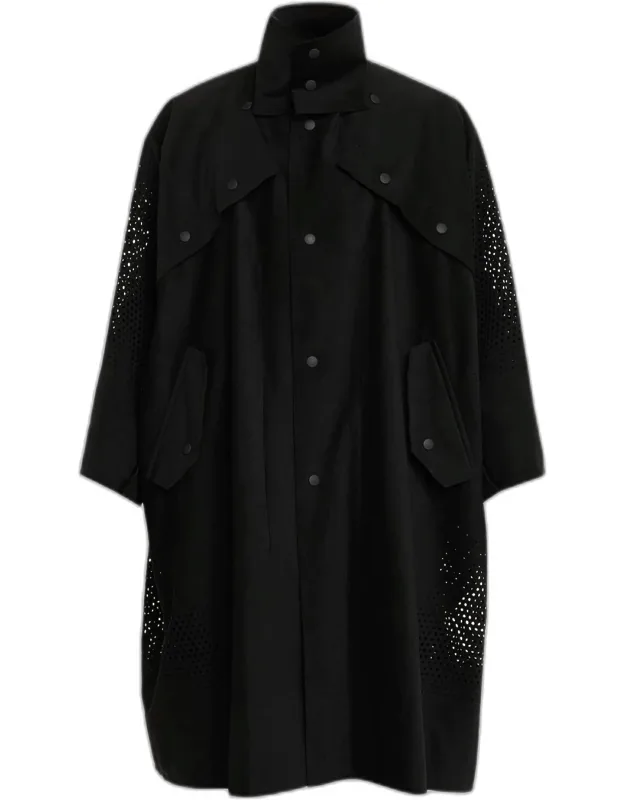 Relaxed Vegan Leather Snap-front Coat