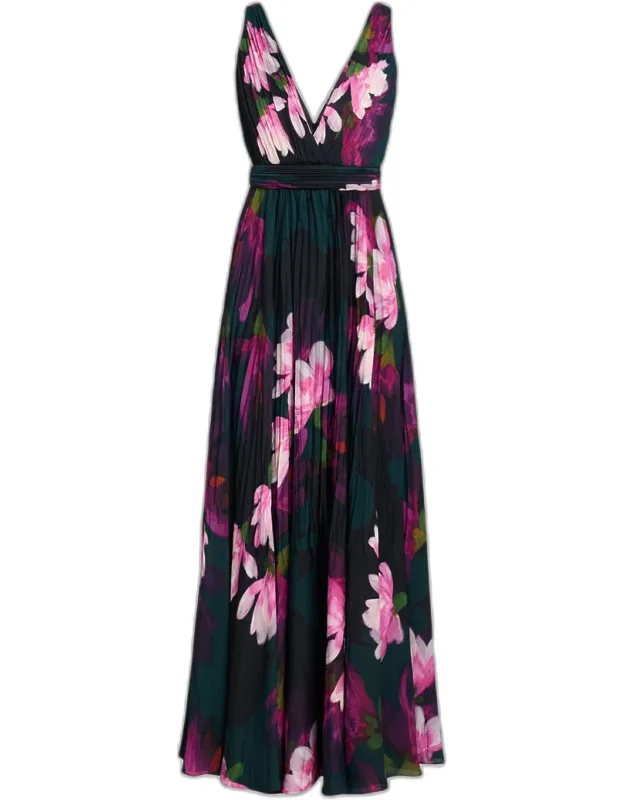 Floral Pleated Maxi Dress