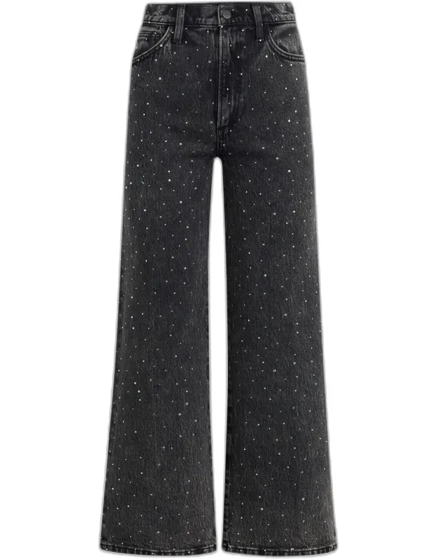 Embellished Wide-leg Crop Jeans