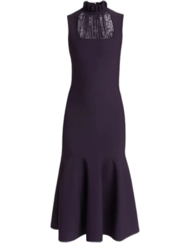 Lace-inset Sleeveless Trumpet Midi Dress