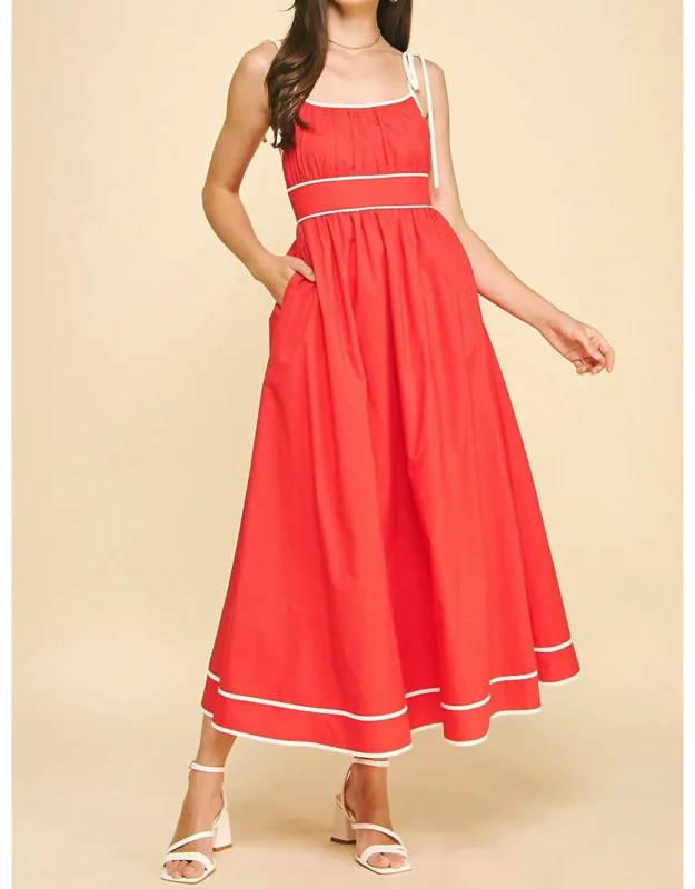 Marlie Sporty Dress With Tie Straps - Adjustable Spaghetti Straps, Flattering Scoopneck