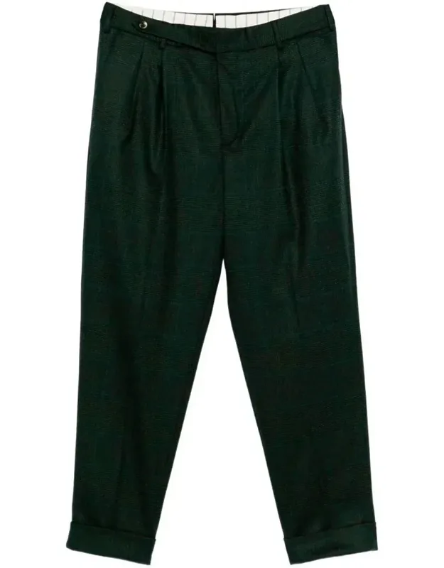 Checked Wool Carrot Trousers