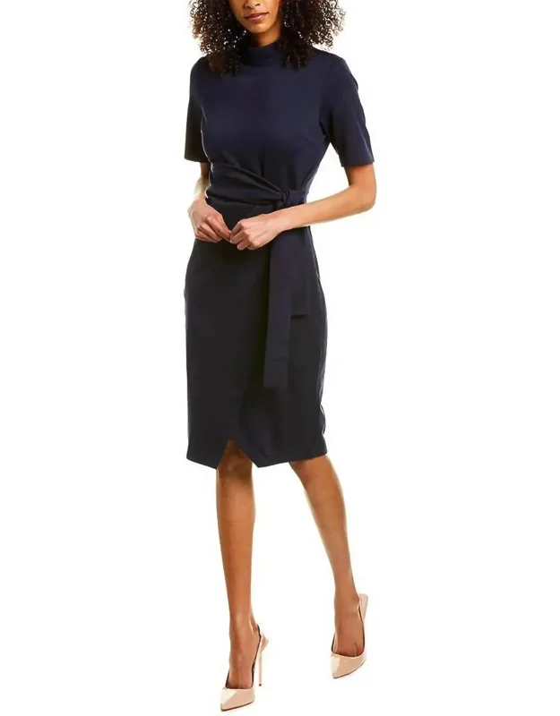 Crepe Knee-length Wrap Dress