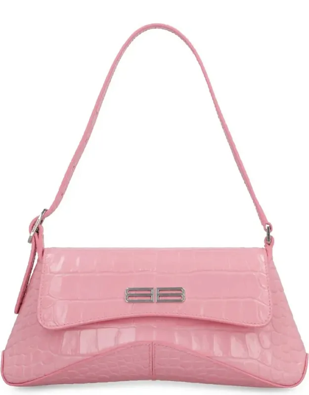 Crocodile Print Leather Shoulder Bag