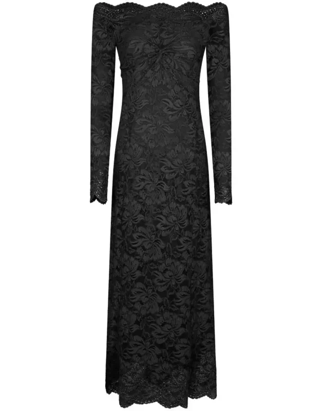 Dress With Scalloped Neckline And Floral Lace