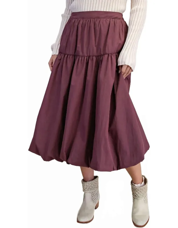 Balloon Hem Parachute Midi Skirt With Side Pockets