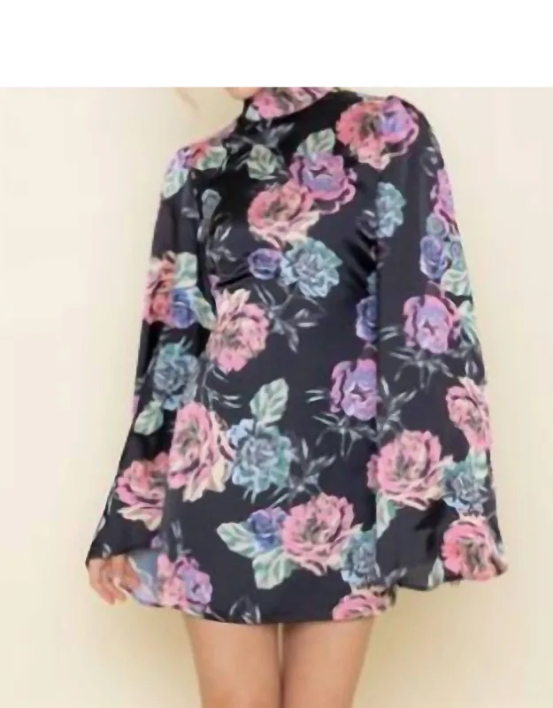 Floral Long Sleeve Mini Dress