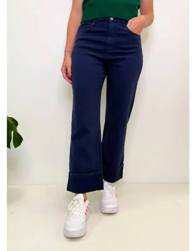 Straight Leg Cuffed Jeans