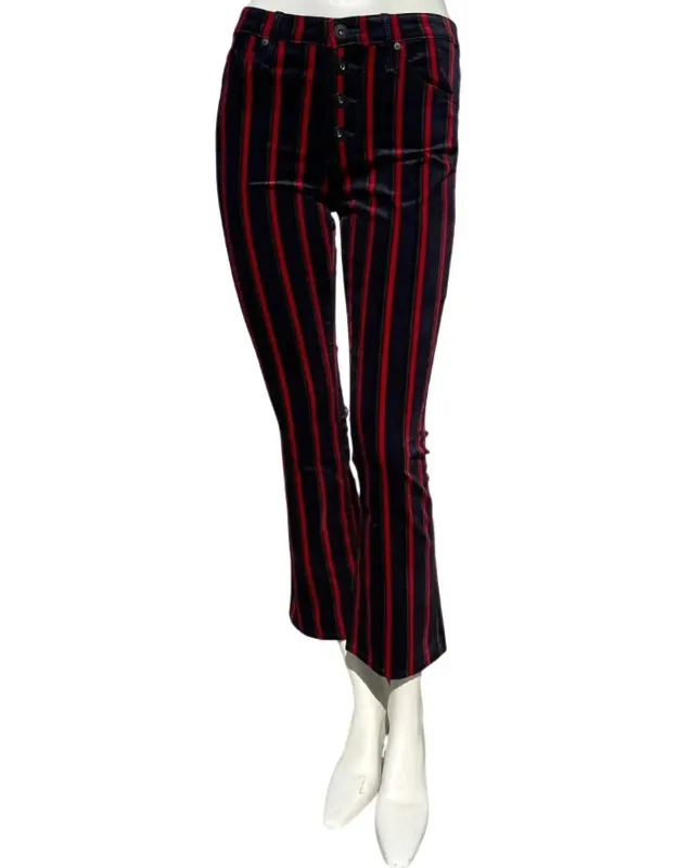 Jodi Velvet High Rise Button Up Flare Crop Jeans