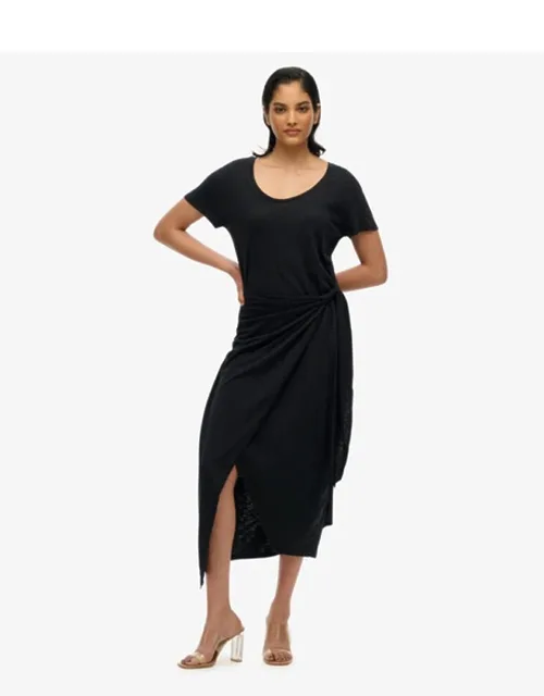 Slub Midi Wrap Dress