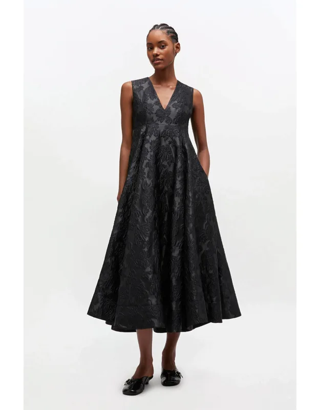 Satin Cloque Long Dress