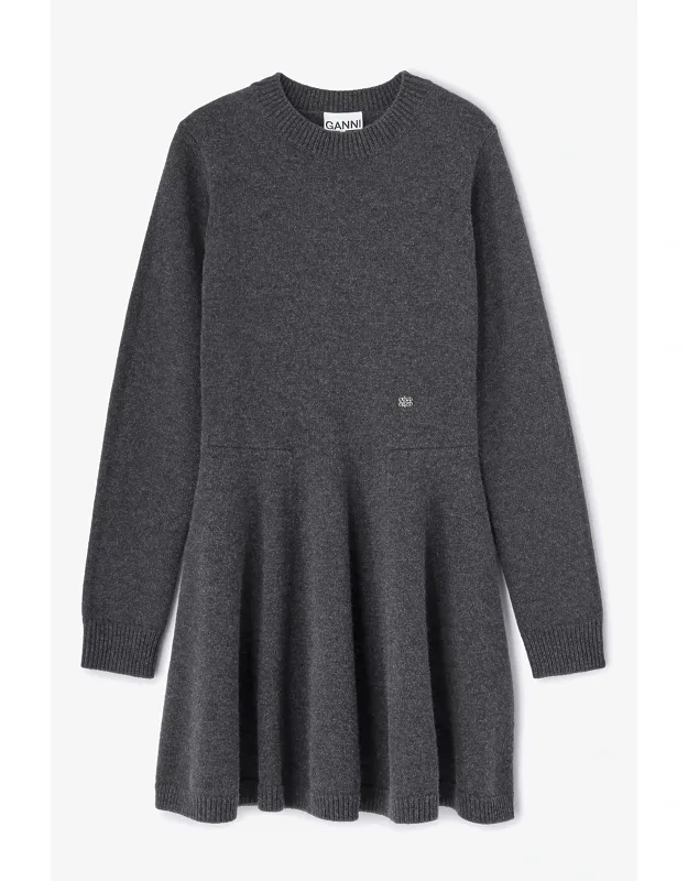 Mixed Grey Wool Mini Dress