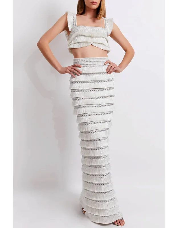 Fringe Maxi Skirt