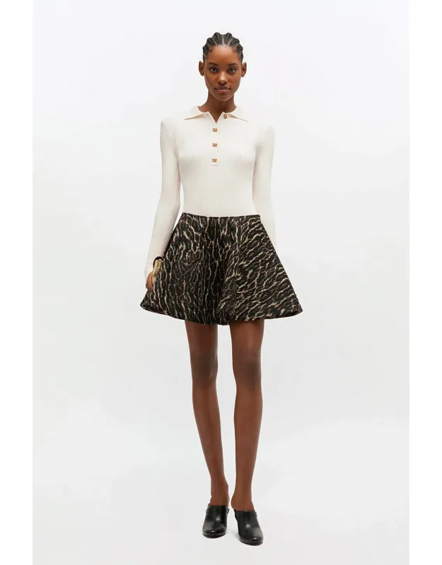 Metallic Cloque Circle Skirt
