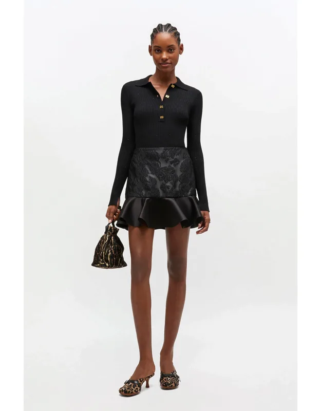 Satin Cloque Mini Skirt