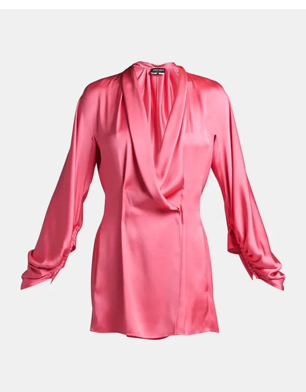 Draped Silk Tunic Blouse