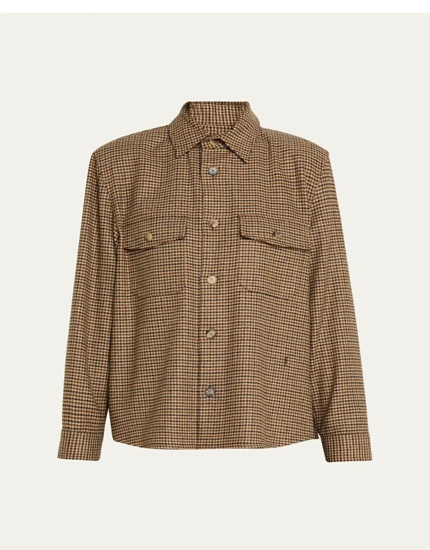 Houndstooth Wool Shirt Jacket