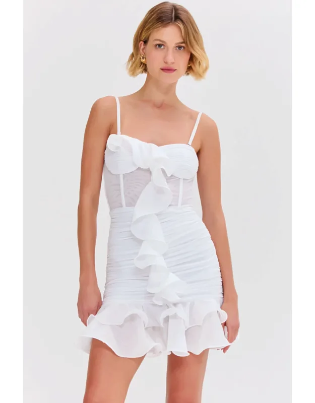 Silk Plisse Strapless Mini Dress
