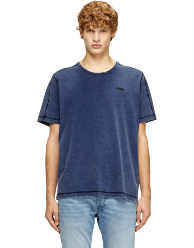 Distressed T-shirt With Denim Effect
