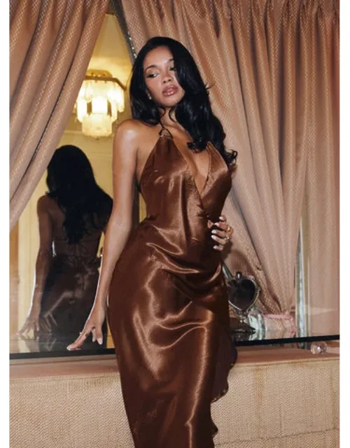 Plunge Halter Maxi Dress