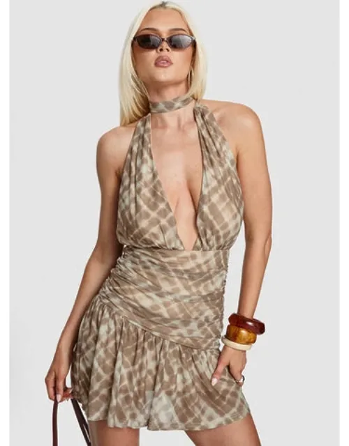 Anjolita Plunge Halter Mini Dress