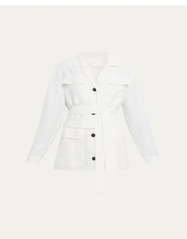 Mixed-media Belted Safari Jacket
