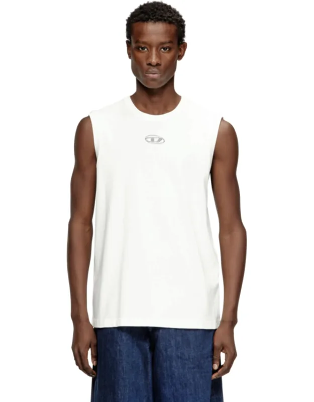 Sleeveless Cotton Top With Metallic Oval Detail