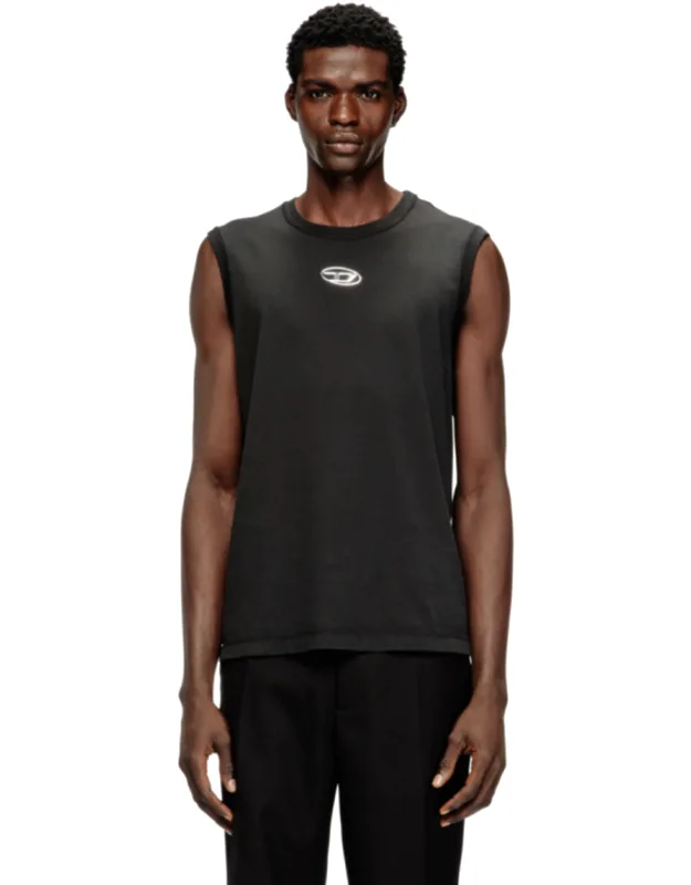 Sleeveless Cotton Top With Metallic Oval Detail