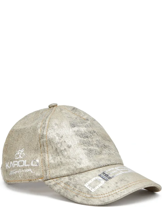 Baseball Cap In Metallic Denim