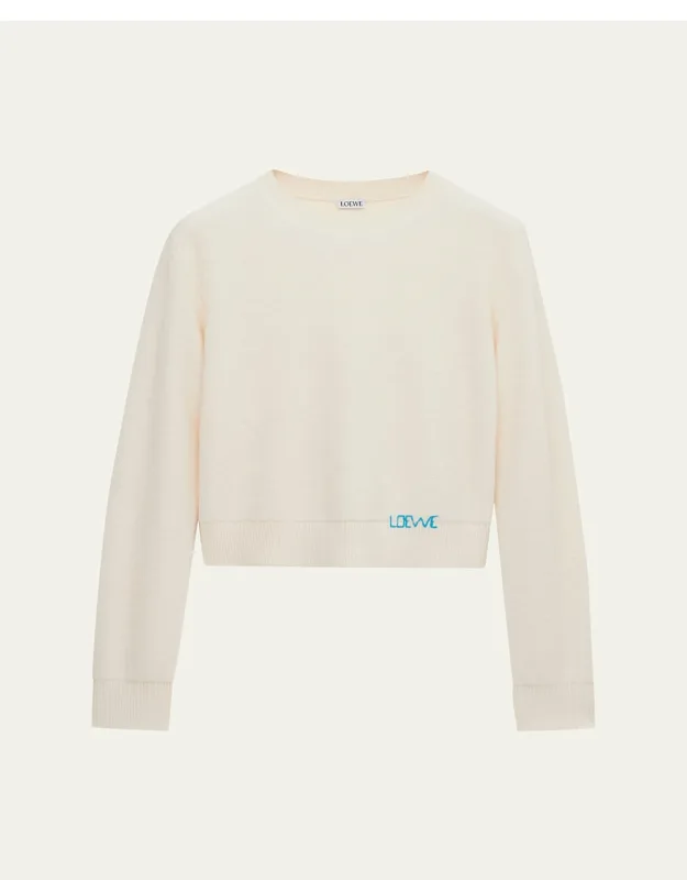 Embroidered Wool Crewneck Sweater
