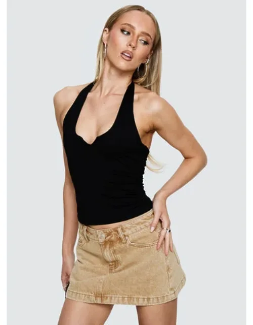 Nicolina Low Rise Denim Mini Skirt