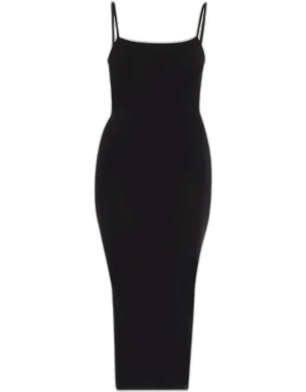 Sleeveless Bodycon Knit Velvet Midi Dress
